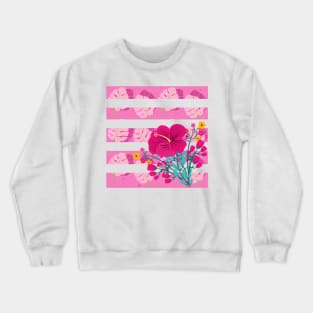 Stripe flowers and leaves Crewneck Sweatshirt